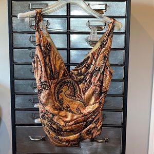 Carmen Marc Valvo Sateen and Beaded Evening top